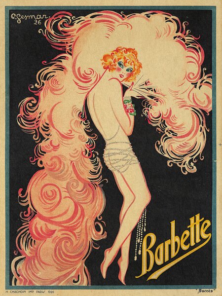 Konsttryck Barbette Advert (Vintage Lady), (30 x 40 cm)
