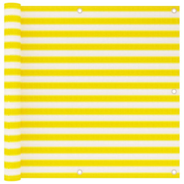 Balkongskärm gul och vit 90x500 cm HDPE