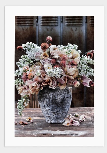 Rustic vase with flowers poster - 21x30