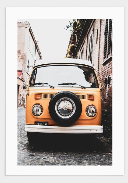 Old yellow car poster - 30x40