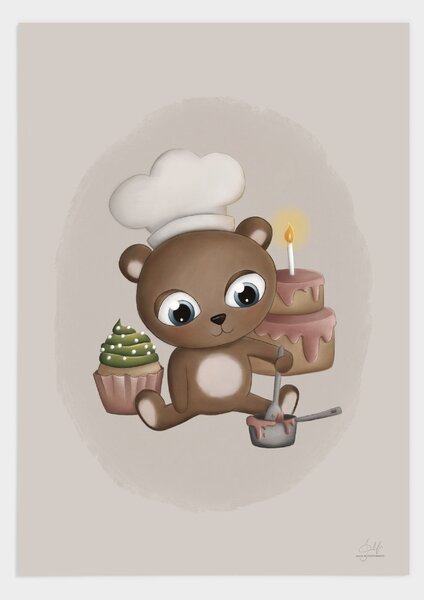 Baking baby bear poster - 21x30