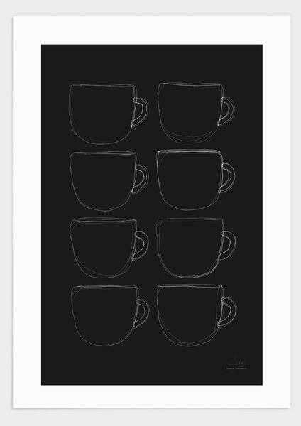 8 digital coffee cups poster - 30x40