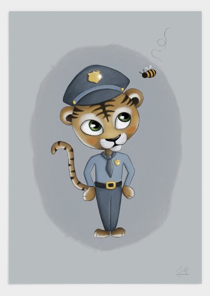 Baby tiger police poster - 21x30