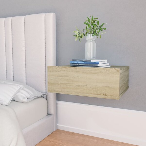 Svävande sängbord sonoma-ek 40x30x15 cm konstruerat trä
