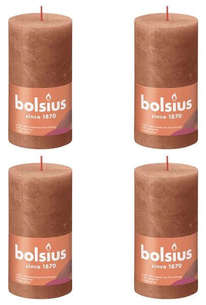 Bolsius Rustika blockljus 6-pack 130x68 mm rustik rosa