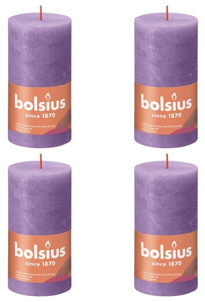 Bolsius Rustika blockljus 4-pack 130x68 mm livlig violett
