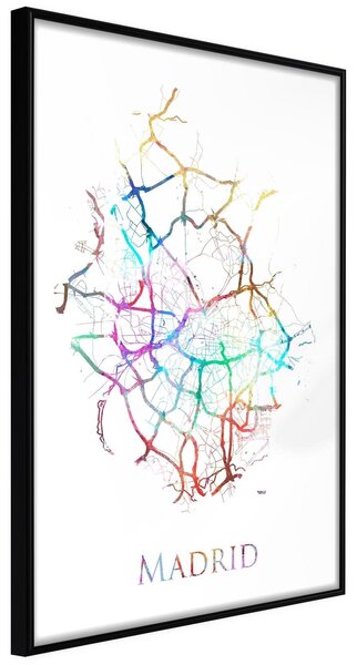 Inramad Poster / Tavla - City Map: Madrid (Colour) - 30x45 Svart ram