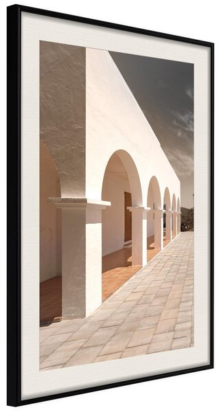 Inramad Poster / Tavla - Sunny Colonnade - 20x30 Svart ram med passepartout