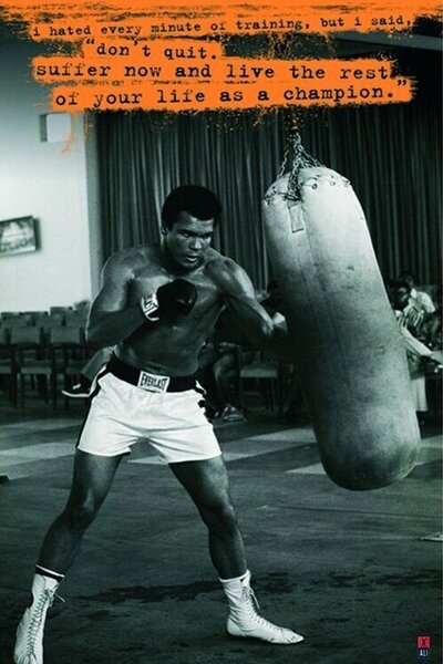 Poster, Affisch Muhammad Ali - Sandsack