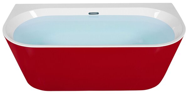 Badkar Röd Silver Akryl 170 x 80 cm Fristående Oval Blank Modern Kurvig Beliani