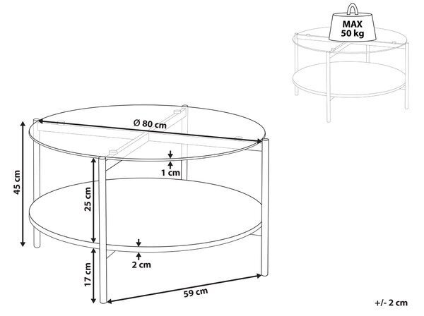 Soffbord Silver med Ljust Trä Glasskiva Rund Metallram Hylla Modern Design Beliani