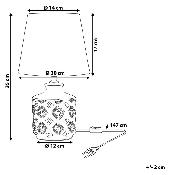 Bordslampa i Beige Porslin Lampfot Beliani