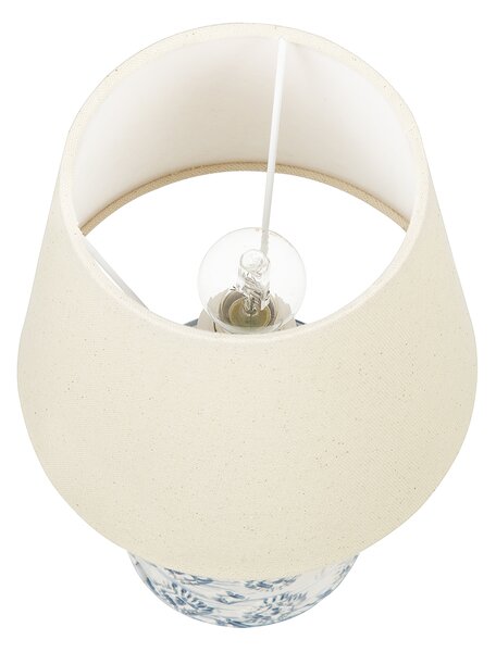 Bordslampa i Beige Porslin Lampfot Beliani