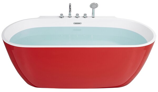 Fristående Badkar Röd Sanitär Akryl Oval Enkel 170 x 80 cm Modern Design Beliani
