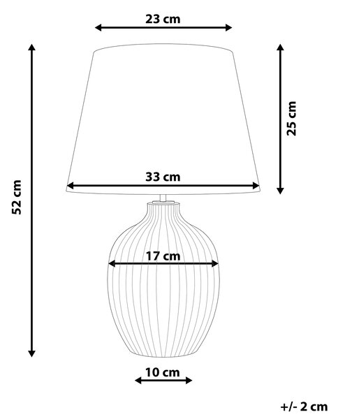 Bordslampa Grå Keramik 52 cm Matt Ribbad Retro Beliani