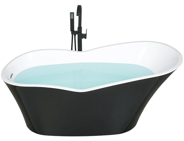 Fristående badkar Blank Svart Sanitetsakryl 170 x 80 cm Elegant Ovalt Minimalistisk design Beliani