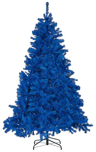 Konstgjord julgran Blå Syntetmaterial 210 cm Metallfot Traditionell juldekoration Beliani