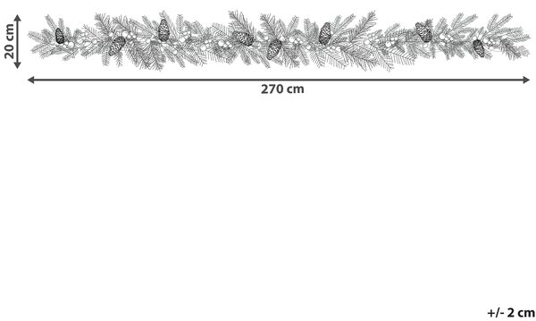 Julkrans Grön Syntetmaterial 270 cm Rund LED-lampor Hängande julpynt Beliani