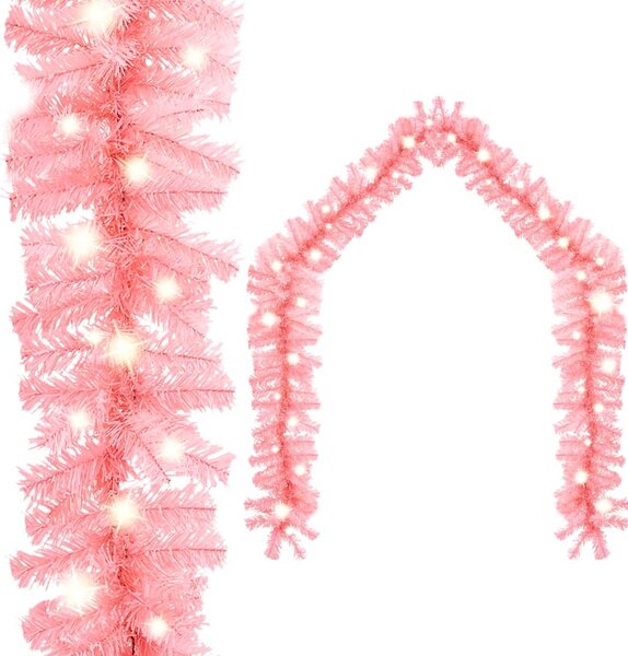 Julgirlang med LED-lampor 10 m rosa