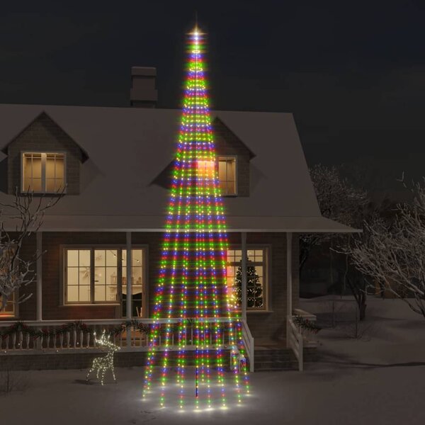 Julgran på flaggstång färgglad 1134 LEDs 800 cm