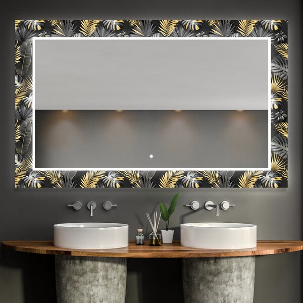 Dekorativ Spegel Med Belysning För Badrum - Goldy Palm