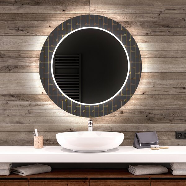 Rund Dekorativ Spegel Med Led-belysning För Badrummet - Microcircuit