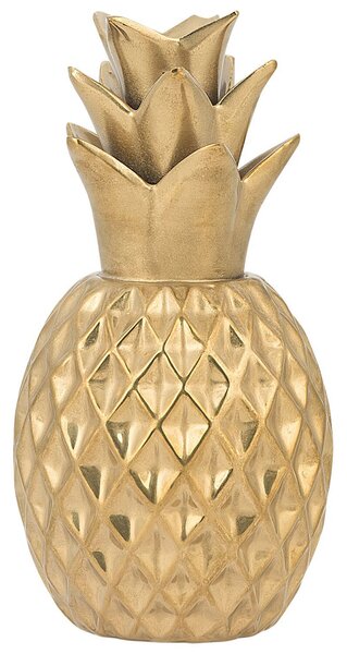 Dekorativ Statyett Guld Keramik Ananas Prydnad Glamourstil Dekor Tillbehör Beliani