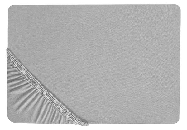 Dra-på-lakan Ljusgrå Bomull 160 x 200 cm Solid Mönster Klassisk Elastisk Beliani