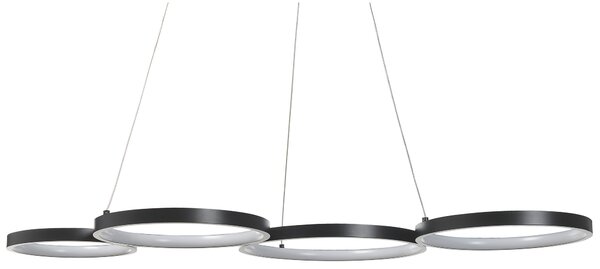 Hängande Lampa Svart Aluminium 5 Integrerade LED-ringar Modern Belysning Beliani