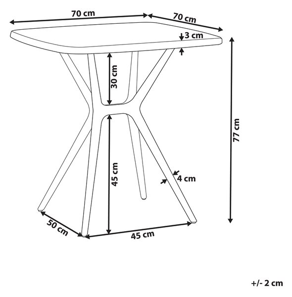 Trädgård Bistro Matbord Vit Plast 70 x 70 cm Utomhus Väderbeständig Beliani