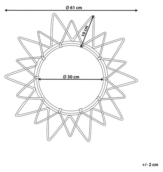 Väggspegel Svart Rotting Ram 61 cm Modern Solstråle Design Hängande Vardagsrum Dekoration Beliani