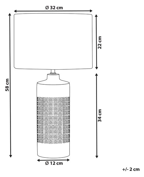 Bordslampa Vit Keramik 59 cm Skandinavisk Nattlampa Skärm Textur Glansig Sovrum Vardagsrum Beliani