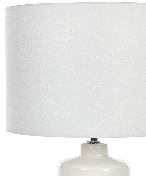 Bordslampa Vit Keramik 59 cm Skandinavisk Nattlampa Skärm Textur Glansig Sovrum Vardagsrum Beliani