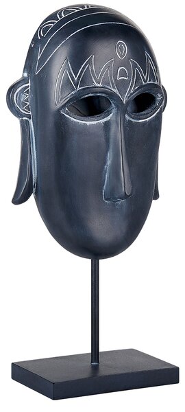 Dekorativ Figur Svart Polyharts 39 cm Afrikansk Mask Staty på ett Ställ Statyett Ornament Dekor Tillbehör Beliani