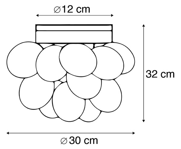 Design taklampa svart med bärnstensglas 3-ljus - Uvas