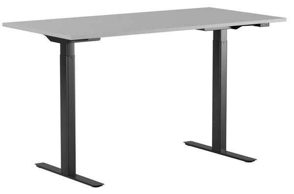 Höj och sänkbart skrivbord, 2-motorigt, svart stativ, grå bordsskiva 120x60cm