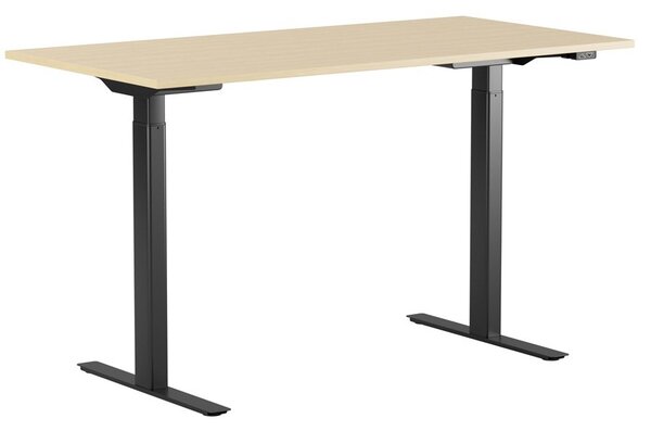 Höj och sänkbart skrivbord, 2-motorigt, svart stativ, björk bordsskiva 120x60cm