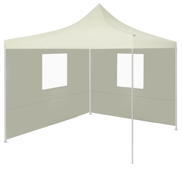 Hopfällbart tält med 2 väggar 3x3 m gräddvit