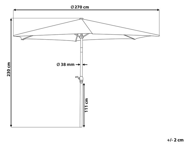 Trädgårdsparasoll Ljusgrå Aluminiumram 230 x 270 x 270 cm Justerbar Beliani