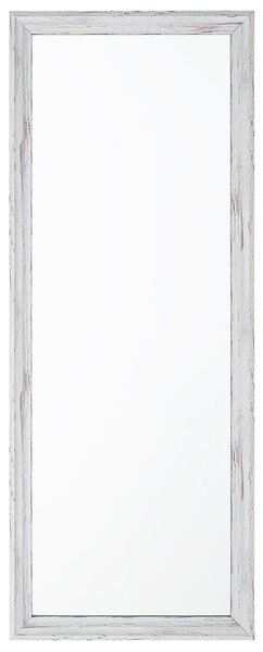 Hängande Väggspegel Vit Trä Utseende 50 x 130 cm Rektangulär Vertikal Minimalistisk Skandinavisk Beliani