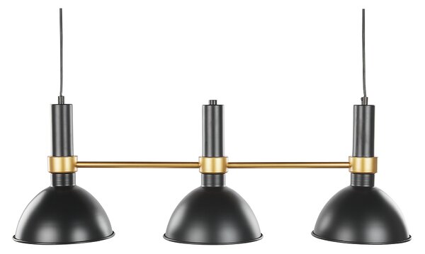 Hänglampa Svart Guld Metall 3 lampor Runda lampskärmar för matsal Industriell look Elegant Klassisk Beliani