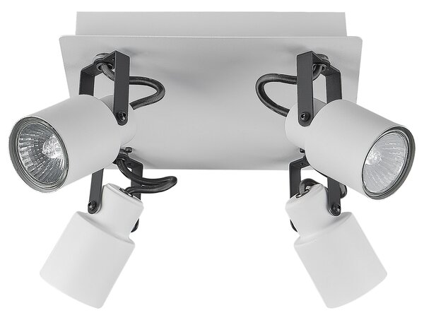 Taklampa med 4 lampor Vit Metall Svängarm Konformad skärm Spotlight Design fyrkantig skena Beliani