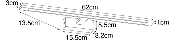 Vägglampa mässing 62 cm inkl LED IP44 - Jerre