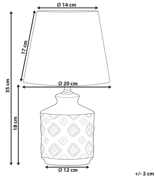 Bordslampa Koppar Keramik Tygskärm Ambient Lighting Sängbordslampa Beliani