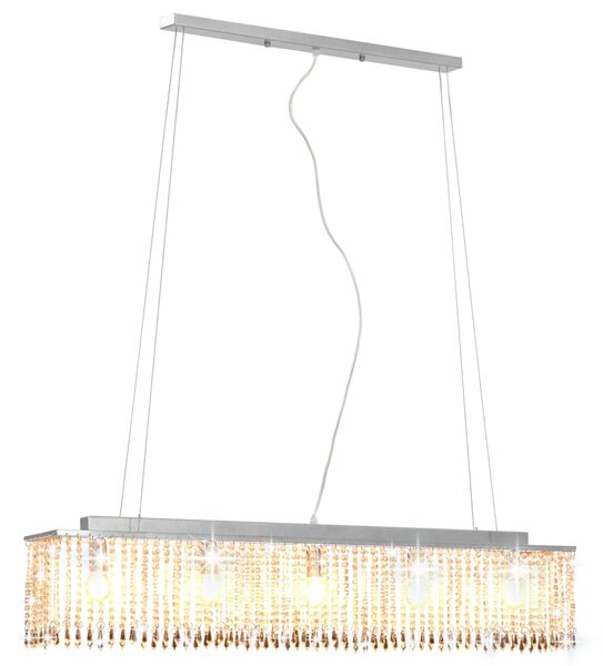 Taklampa med kristallpärlor silver 104 cm E14