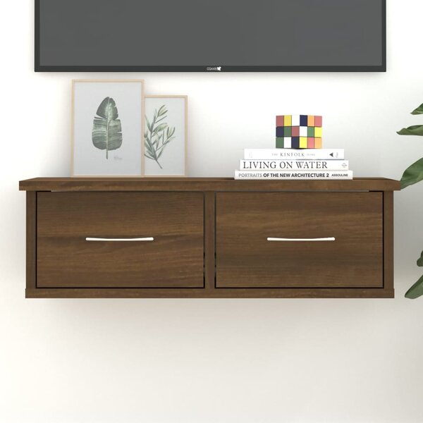 Tv-bänk för vägg brun ek 60x26x18,5 cm konstruerat trä