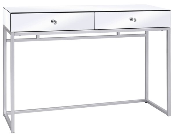 Konsolbord med spegel stål och glas 107x33x77 cm