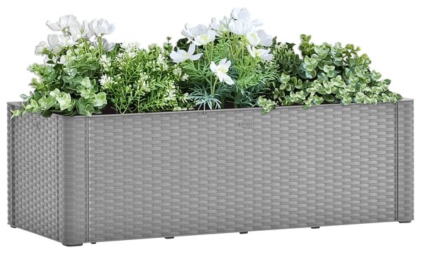 Upphöjd odlingslåda med självbevattning grå 100x43x33 cm