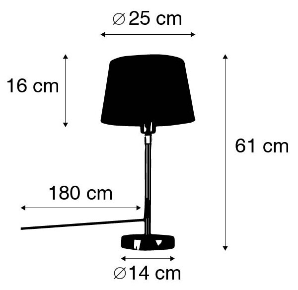 Bordslampa guld / mässing med nyans svart 25 cm justerbar - Parte