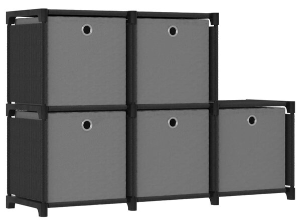 Hylla med 6 kuber med lådor svart 103x30x72,5 cm tyg